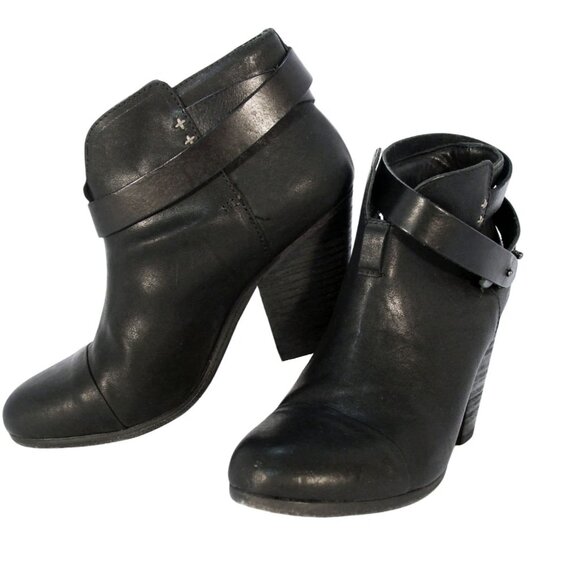 RAG & BONE Harlow $495 Moto Ankle Strap Heeled Booties Ankle Boots 38.5/8.5 - Picture 3 of 10